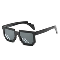 Thug Life black pixel style sunglasses with mosaic pattern and 8-bit stepped frame edge - Large Frame Black (Double Row)
