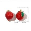 Macro view of red enamel pitaya pendant with 13x9mm dimensions and copper material detail - Ball Apple (VH556)