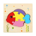 Colorful wooden fish jigsaw puzzle for toddler early learning and skill development - Snap Puzzle-Small Fish (卡扣JM-小鱼)