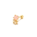 Gold octopus stud earring with pink gemstone and sparkling zircon crystals - Octopus Shape (EGD0020) / Gold