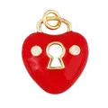 Red heart lock pendant charm with gold plating and cubic zirconia for DIY jewelry - Heart Lock-Red