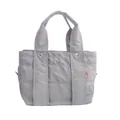 Quilted gray nylon tote bag for women with padded design and reinforced handles - Medium / Light Gray