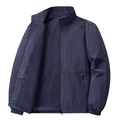 Heren donkerblauwe windjack met ademende mesh voering en opstaande kraag-stijl - Donkerblauw