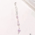 Détail d'une spirale à cheveux argentée avec pendentifs en pierres naturelles roses et mauves - Base Argent Violet Clair Long