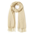 Écharpe beige douce style cachemire avec franges élégantes sur fond blanc épuré - 70*200cm / Beige