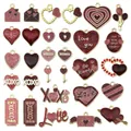 Valentine's Day pink and red heart enamel charms in various alloy shapes for DIY jewelry - Mixed 30pcs Enamel Glitter Valentine Set (SN1066)