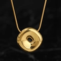 Golden stainless steel bubble letter necklace pendant with a sleek snake chain finish - Gold (O) (Large)