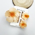 Three-piece plumeria flower hair claw set in orange gradient finish for women - Cabbage-shaped Milk Orange Set (including Card)