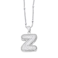 Silver letter Z pendant necklace with sparkling cubic zirconia inlay for women - Letter Z / Silver