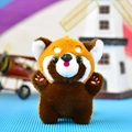 Frontal macro view of a cute stuffed red panda plush toy keychain for bag decoration - Red Panda (Mini Style) / Brown Red