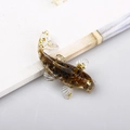 Fish resin ornament with brown and gold natural crystal gravel inside for desk decor - Tiger's Eye