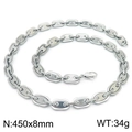 Collana a catena a naso di maiale in acciaio inossidabile argento, moschettone, 450x8mm - Stile B Collana Naso di Maiale (Larghezza 8mm) / 45cm / Colore acciaio
