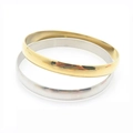Minimalist 8mm dome stainless steel bangles set in polished gold and silver finish - Width 8mm Inner Diameter 60mm / 1 Gold + 1 Steel