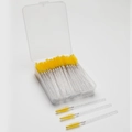 50-piece disposable yellow mascara wands with glitter handles in a transparent storage box - Crystal Handle Yellow Bristles