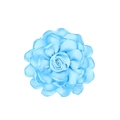 Macro shot of 3D layered light blue satin camellia flower for DIY hair accessories - Blue