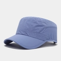 Detail of light purple-blue flat top cadet cap in quick-dry waterproof fabric - Adjustable / Light Blue