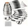 23-piece stainless steel measuring cups and spoons set with magnetic conversion chart - 23-Piece Measuring Cup and Spoon Set (Black)