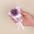 Mini dried purple baby's breath bouquet with pink wrap and Eternal love tag - Style 16 Dark Purple Gypsophila Bouquet