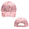 Front and back detail of a pink kids unicorn baseball cap with adjustable strap - Pink Unicorn