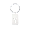 Silver brushed metal keychain with rectangle pendant featuring hollow letter Y cutout - Letter Y