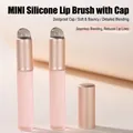 Mini pennello labbra in silicone con manico rosa opaco e tappo color oro champagne - MINI Con Coperchio / Manico Rosa Piccolo/Testa Rosa