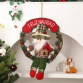 Ghirlanda di Natale con bambole di peluche e scritta Feliz Navidad per decorazione - Babbo Natale