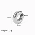 Polished silver stainless steel C-shaped ear cuff with 30mm diameter measurements - Silver Large Polished C-Shape Ear Cuff (TCLQ5-S)