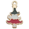 Kerstboom hanger van gouden legering met emaille voor het maken van DIY sieraden - Kerstboom 12x19mm