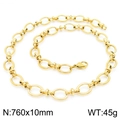 Collana a catena in acciaio inossidabile dorato con chiusura a moschettone 760x10mm - Oro 760x10mm(KN228747-Z)