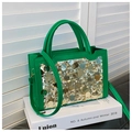 Bolso de mano verde con lentejuelas, detalles dorados y correa bandolera - Verde
