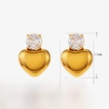 Orecchini a cuore in acciaio inossidabile placcato oro 18K con zirconi cubici - Stile Pendente a Cuore con Zircone Rotondo (ZN842) / Oro