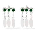 Orecchini a frangia d'argento con gemme verde smeraldo e ciondoli a foglia - Argento con Zirconia Verde