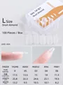 Size chart for seamless almond press-on nail extensions with precise millimeter measurements - Short Stiletto (Size L)