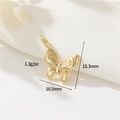 Ciondolo a farfalla dorato con zirconi colorati, 15,3x16,5mm per gioielli fai-da-te - 15.3mm*16.5mm / Oro 14K-h-12747