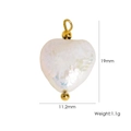 Baroque white heart pearl pendant with gold metal findings 19mm for DIY jewelry - White Pearl Heart