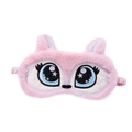 Cute pink plush sleep mask with large cartoon eyes and star embroidery for girls - Fox Pink