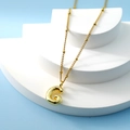 Golden bubble letter G pendant necklace with delicate beaded chain for women - Letter G(G)