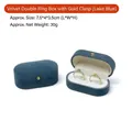 Lake blue velvet double ring box with gold buckle and soft white interior lining - Double Ring Box / 7.5*4*3.5cm / Lake Blue