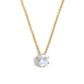 Gouden halsketting met een rond geslepen witte zirkonia hanger op een witte achtergrond - Wit Zirconia Kroon Hanger Ketting (N2662)
