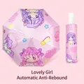 Pink cartoon automatic umbrella with unicorn and lovely girl design and storage sleeve - Anti-rebound Automatic - Heart Girl [Reflective Strip]