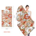 Orange floral microfiber beach towel 80x160cm with quick-dry absorbent fabric - Orange and Beige Floral (STJ202319) / 160x80cm