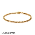 Goudvergulde roestvrijstalen 3mm O-kettingarmband met sluiting, lengte van 200mm - 3mm Gouden Stijl (KB126604-Z)