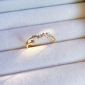 Elegant gold-plated S925 silver adjustable bow ring with blue and clear gemstones - J5385-Gold Multi-Gemstone