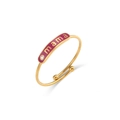 Adjustable 18K gold plated ring with purple mama engraving and small diamond detail - Adjustable Open / Gold-Purple