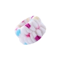 Soft white plush wristband with colorful pastel spots for spa wash face skincare - White Colorful Dots