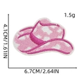 Detailed view of pink cow print cowboy hat embroidery patch with size measurements - Hat Patch 7#