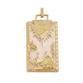 Gold tarot card pendant with Lovers motif and white cubic zirconia insets - M070392-White
