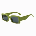 Retro rectangle matcha green matte sunglasses with dark grey lenses for fashion - Avocado Green Frame