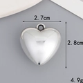 Silver heart pendant detail showing dimensions 2.7cm by 2.8cm and 4.9g weight - 27mm*28mm 3D Heart / Silver