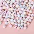 White round acrylic beads with colorful smiley face patterns for DIY jewelry making - 8mm White With Colored Emoji (100pcs)